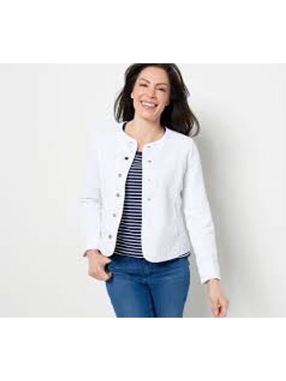 Isaac Mizrahi Quilted Jacket XL Crisp White Button Front